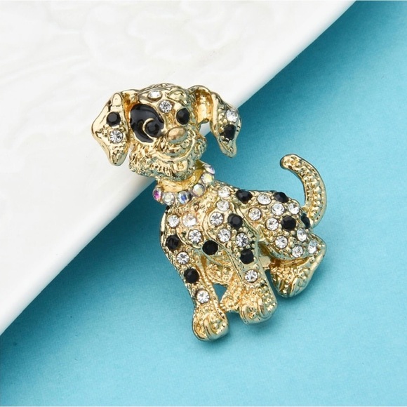 Rhinestone Sitting Dog Brooch Classic Pets Animal Casual Party Brooch Pins Gifts - Picture 2 of 3